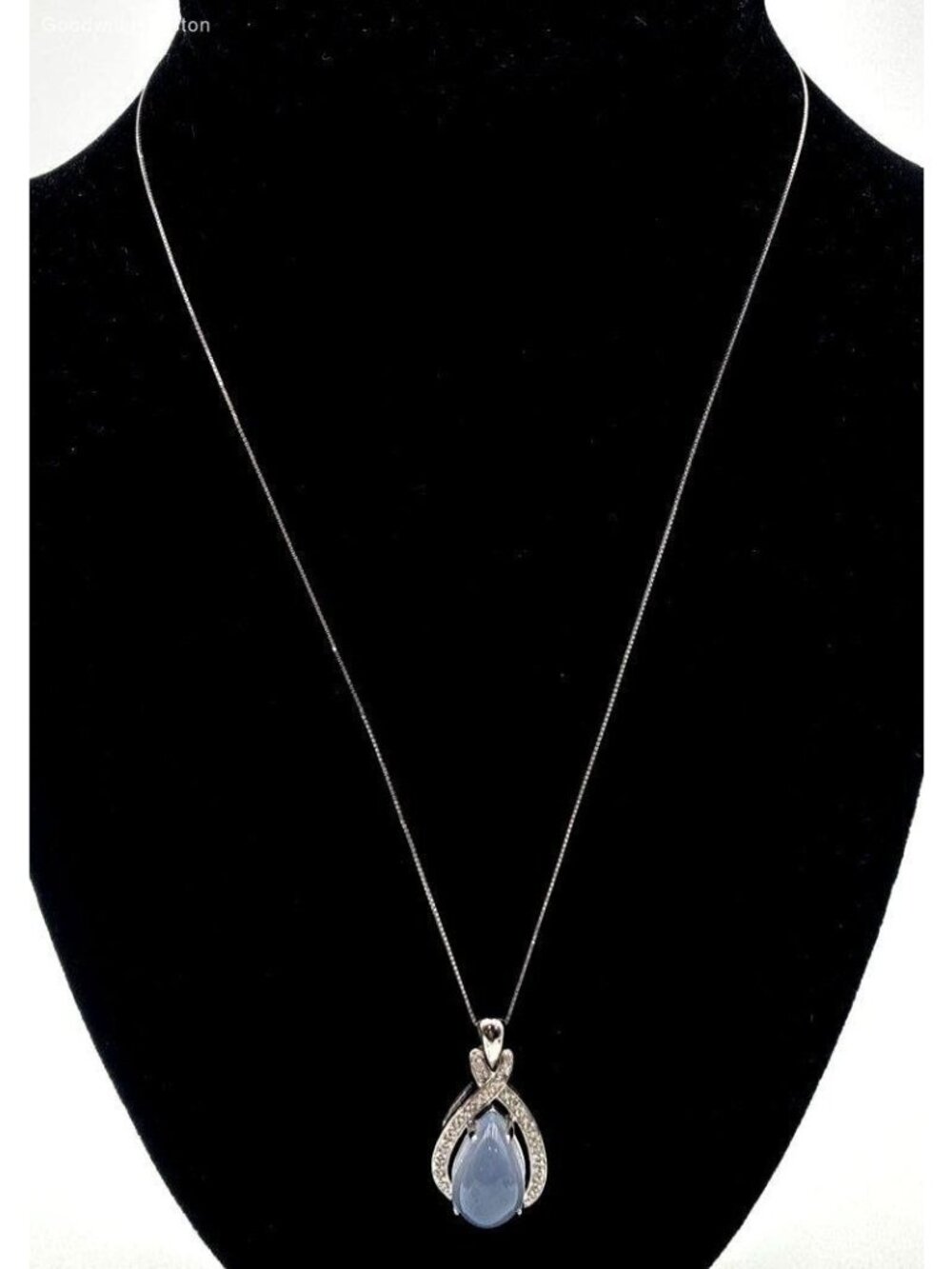 14K White Gold Box Chain 20" Necklace Moissanite Purple Crystal Pendant 6.7gRAM - Picture 8 of 8
